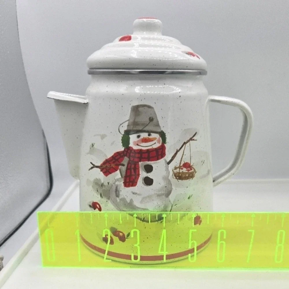 Vintage Enamelware Snowman‎ Coffee Pot Teapot